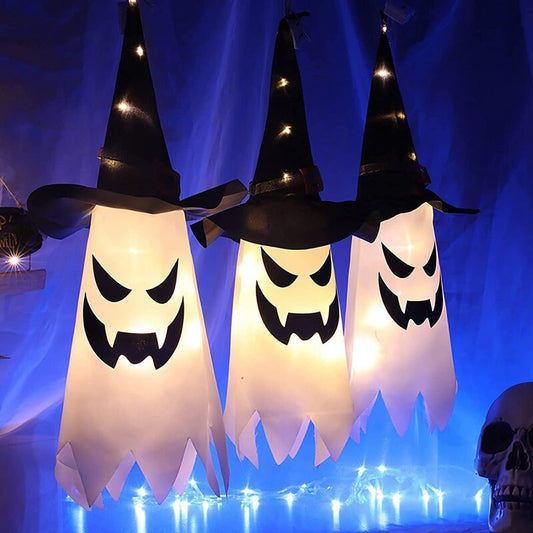 Halloween String Lights- Glowing Ghost With Witch Hat