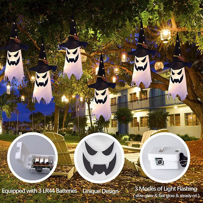 Halloween String Lights- Glowing Ghost With Witch Hat